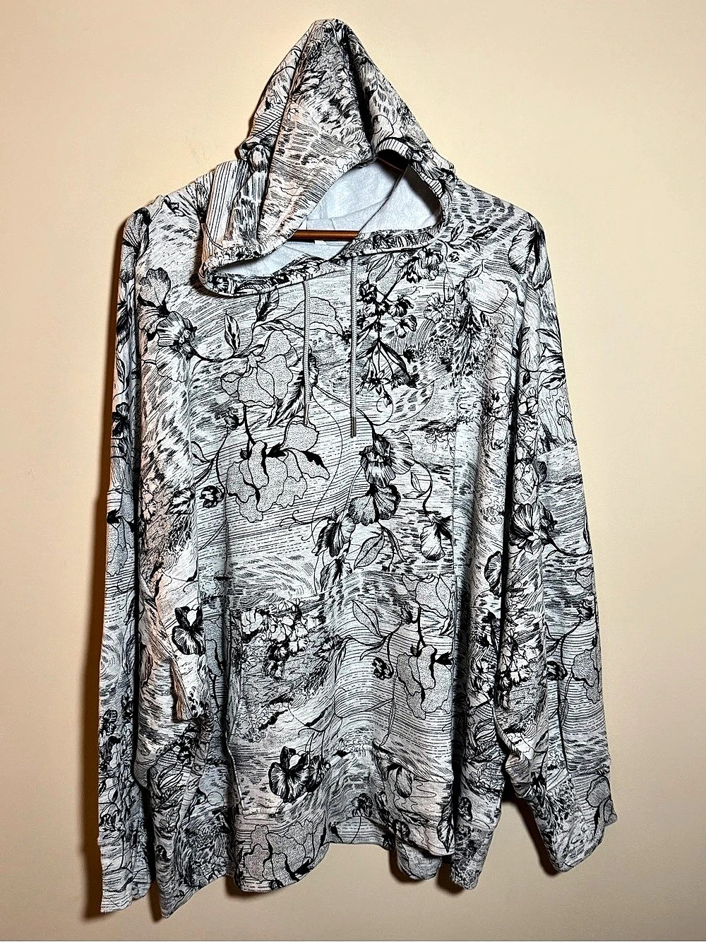 Athleta Balance Hoodie 3X Floral Print Modal Stretch Pullover Plus Size NW